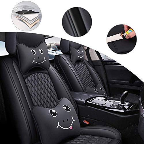 shanhua Asientos de Auto de para automóvil Cubiertas Juego Completo de 1529 Asientos Universal para Jaguar X-Type con reposacabezas y cojín Lumbar Negro