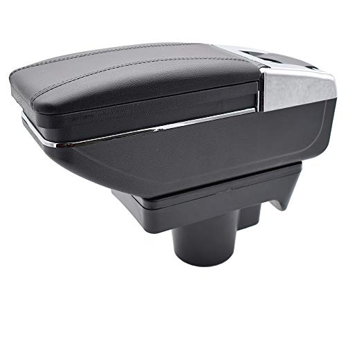 SJSM Apoyabrazos para Coche Caja De Almacenamiento para O-Pel para A-stra H 2004-2014 Reposabrazos Portavasos Giratorio Reposabrazos Cuero Negro 2010 2011 2012 2013 (Color : Black Thread)