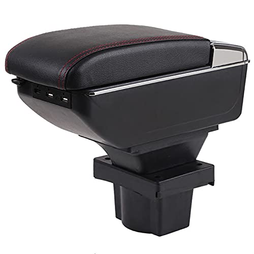 SJSM Apoyabrazos para Coche Caja reposabrazos Coche Caja Almacenamiento Piezas reacondicionamiento reposabrazos Accesorios Coche para s-Koda para o-ctavia para y-eti mk2 2005-12 (Color : Negro Rojo)