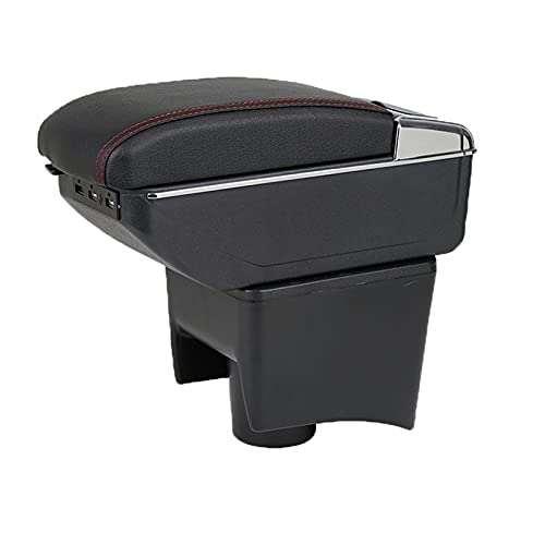 SJSM Apoyabrazos para Coche para V-w para P-olo Vento 2010-2017 Reposabrazos para Automóvil De Doble Capa, Caja Central Giratoria para Contenido De La Tienda con Cenicero