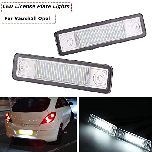 SUJIE Luces de matrícula de Coche 2pcs 24 LED número de Coche Lámpara de Placa Lámpara de luz Compatible con Vauxhall Opel Astra G Vectra B Tigra Zafira A Impermeable