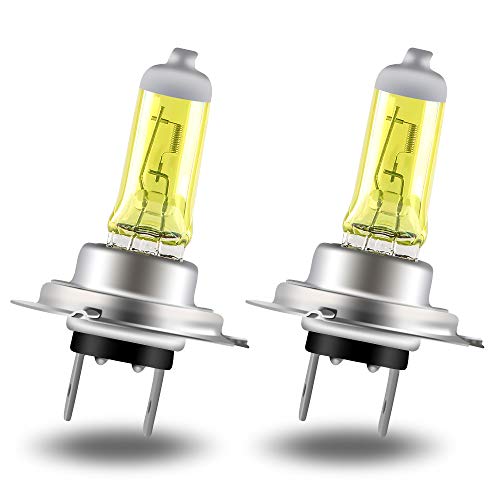 Teguangmei 2x H7 Bombilla Halógena Para Faros Delanteros 12V 55W Superbrillante 3000K Luz Amarilla Halógena - Para Faros Delanteros de Coche Antiniebla Luz Antiniebla Luz Diurna DRL