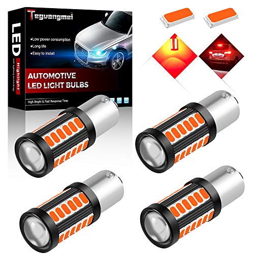 Teguangmei 4 Piezas 1156 BA15S 1141 7056 5630 33-SMD Rojo 900 Lúmenes Super Brillante LED Bombillas de Coche Luz de Marcha Atrás Luz Antiniebla Trasera Luces de Posición Luz Trasera 12-30V 3.6W