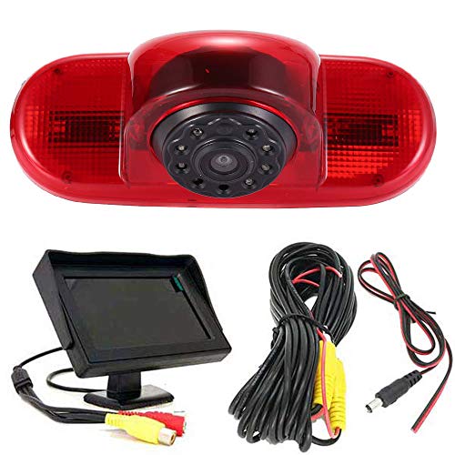 Transporter Nocturna IR Luz Freno Cámara de Marcha Atrás Visión Trasera Coche Puede Ajustar el ángulo para Opel Vivaro Surf/Combo/Vauxhall/Renault Trafic/Fiat Talento/Nissan + Monitor de 4.5 Pulgadas