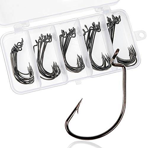 VIPMOON 500pcs Ganchos de Pesca de Acero de Alto Carbono Gusano Senko Bait Jig anzuelos con Caja de plástico