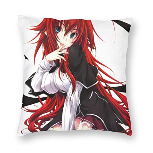 vjgdlz Cushion Cover High School DXD New Rias Gremory Throw Pillow Funda Cuadrada con Cremallera Personalizada Funda De Cojín para Cama Oficina Duradera Silla Sofá Dormitorio Anime Impre