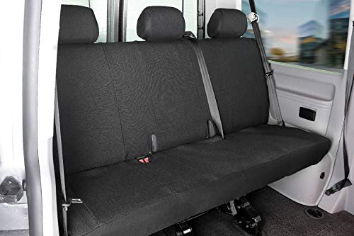 WALSER 10522 Funda de asiento de coche ajuste de transportador, funda de asiento de tela antracita compatible con VW T6, banco de 3 plazas