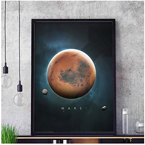 WEUEWQ póster Sol Venus Saturno Marte Tierra Plutón Planeta   Carteles nórdicos e Impresiones Cuadros de Pared para la decoración de la Sala de Estar -50x70cmx1 sin Marco