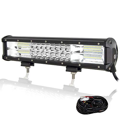 Willpower Barra Led 4x4 15'' 38cm 216W Barra de Luz Led Con Arnés de Cableado Fila Triple Faro Led Focos Led 12V 24V Barras Led Trabajo para Coche Tractor SUV ATV UTV Camion Barco Todoterreno