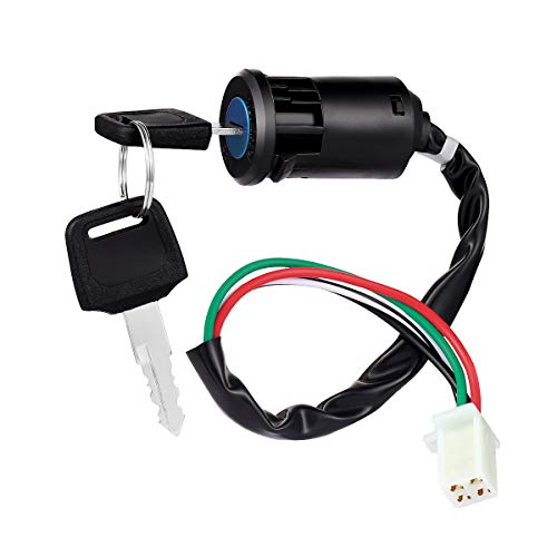 WINOMO Start Key Lock Interruptor 4 Cables de encendido para ATV Dirt Bike Scooter Motocicleta Suzuki Yamaha 50-250cc