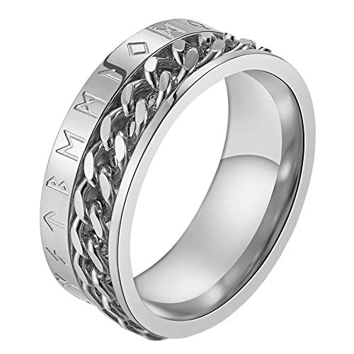 WLG de Los Hombres Inoxidable Acero Anillos Vikingo Giratoria Cadena Banco para Amigo/Astilla/Talla 9