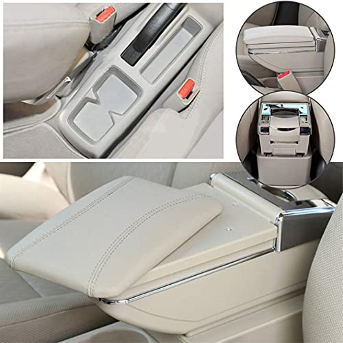 WYJW Caja de reposabrazos de Coche para Honda City 2006-2009, edición clásica, Almohadillas de reposabrazos cómodas y concisas, Caja de Almacenamiento de Consola Central (Beige)