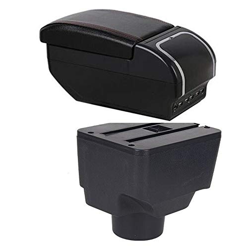 XIANGSHAN Para Hyundai Elantra XD Apoyabrazos Caja almacén Central Caja de Almacenamiento de Contenido con la Taza Titular Cenicero 9 de Interfaz USB (Color Name : E Style All Black)