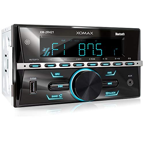 XOMAX XM-2R421 Radio de Coche con Bluetooth I RDS I Am, FM I USB, AUX I 7 Colores de luz Ajustables I 2 DIN