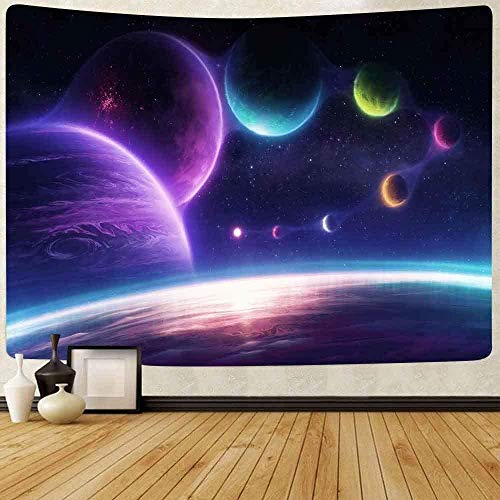 Yhjdcc Plantas en el Sistema Solar Tapiz Saturno Marte Tapiz Tapices para Colgar en la Pared para el hogar Dormitorio Sala de Estar Apartamento Dormitorio Oficina Decoraci¨®n 150cm x 200 cm