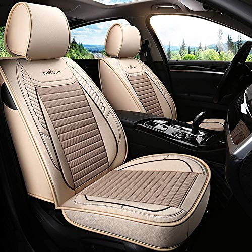 YSHUAI Juego de fundas de asiento de coche universales para Nissan Pathfinder Patrol Y61 Pulsar Terrano 2 Qashqai J10 J11 2011 2018 X-Trail T31 T32 Xtrail, beige