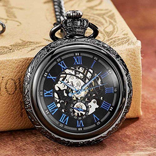 YUNLILI Estilo Europeo Reloj de Bolsillo Reloj de Bronce mecánico de Bronce Personalizado sin Reloj de batería Hombres astillas números Romanos Grabados Regalo (Color : Mechanical Watch 2)