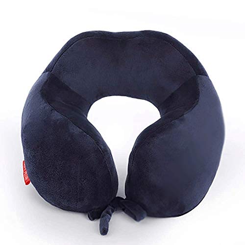 YUTRD Almohada de Viaje, Cómoda Almohada de Cuello de Espuma de Memoria, Almohada de avión de Vuelo Ajustable for Autocaravana, Cabeza de Barbilla Completa (Color : Blue)