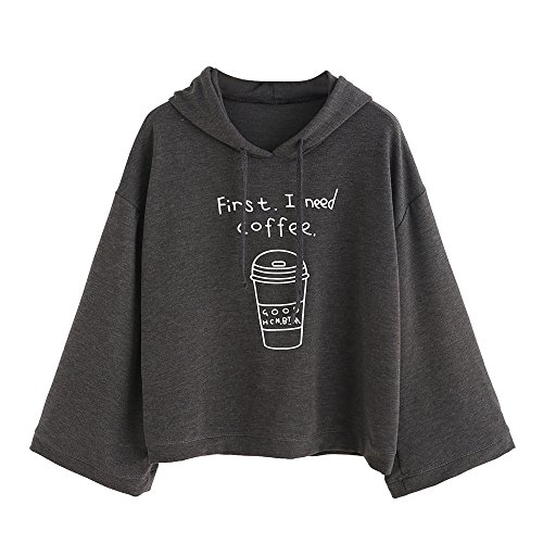 ZODOF Mujer Sudaderas Cortas, Letras Mujer Sudaderas con Capucha Manga Larga Sudaderas Mujer Cortas Blusa Casual Suelto Tops