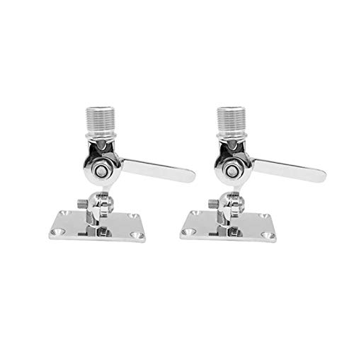 ZRNG 2pcs Marine VHF Antena Monte Axis Dual DE DIRECCIÓN PEAPORTE Montaje de la Base de Montaje Ajustable para Barcos Accesorios de Remo (Color : Silver)