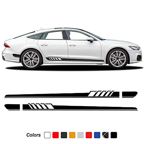 ZYHZJC 2Pcs Puerta de Coche Side Racing Stripes Skirt Sticker Body 5D Calcomanía de Vinilo de Fibra de Carbono para Audi A7 Sportback S7 RS7