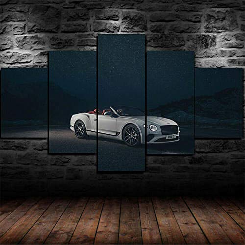 13Tdfc Cuadro En Lienzo 150X80Cm Coche Convertible Bentley Continental GT Enmarcado Impresión De 5 Piezas Material Tejido No Tejido Impresión Artística Imagen Gráfica Decoracion De Pared