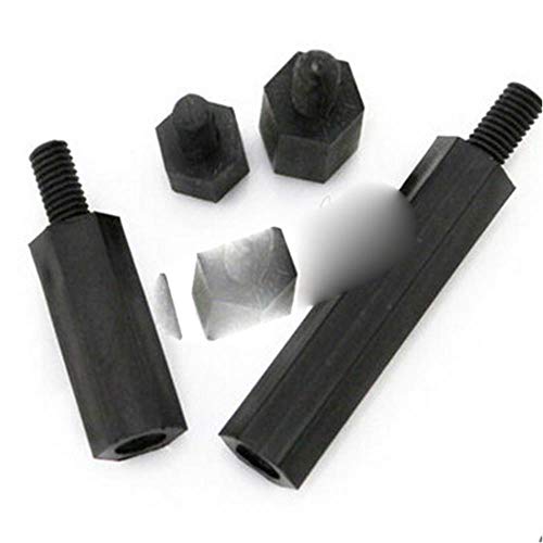 50 Uds M2 * L + 5mm M2.5 / M3 / M4 * L + 6mm rosca negro espaciador tornillo plástico para placa base PCB fijo Nylon separador pilar espaciador NL16,13mm, M4