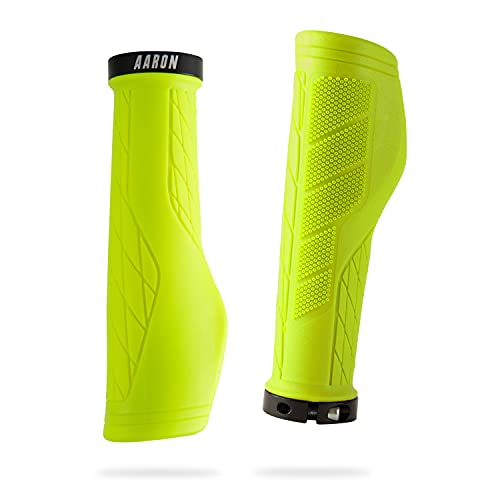 AARON Fit puños de Bicicleta Acolchados de Gel, puños Deportivos Antideslizantes, puños para Bicicletas eléctricas, Bicicleta de Trekking, Bicicleta de montaña, Bicicleta de Cross, fijación, Amarillo