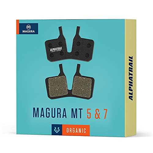 Alphatrail Pastillas de Freno - Magura Typ 9 MT5 & MT7 Orgánico Pastilla de Freno MTB con Alta Potencia de frenado y kilometraje I Magura MT5 Magura MT7