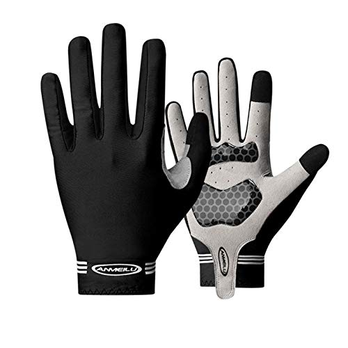 Anmeilu Guantes Bicicleta Montaña Ciclismo MTB Hombre y Mujer Verano Carrera de Resistencia btt Negro m