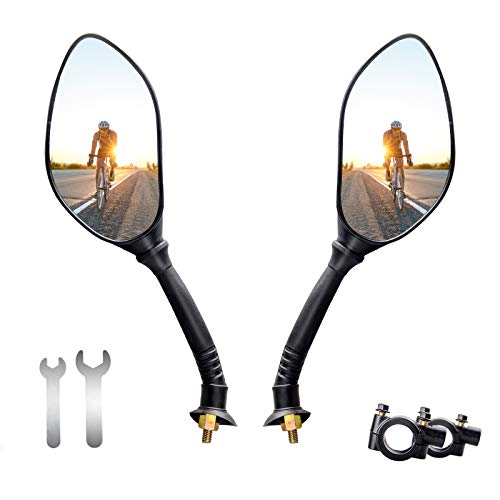 ANVAVA 2 Pcs Espejo Retorvisor Bicicleta Manillar Espejo de Bici Ajustable 360° Espejo Ciclismo para MTB Montaña Electrica Motó, Negro