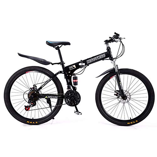 B-D Bicicletas Plegables Bicicleta De Montaña Plegable De 24/26 Pulgadas, Marco De Acero De Alto Carbono, Bicicleta Plegable Urbana Unisex De para Estudiantes, para Viaje Al Aire Libre,Negro,26inch