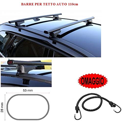 Barras para techo de coche de 110 cm para Ssangyong Rexton II 5P 2007. Barras portaequipajes de acero para raíles altos y bajos y de regalo