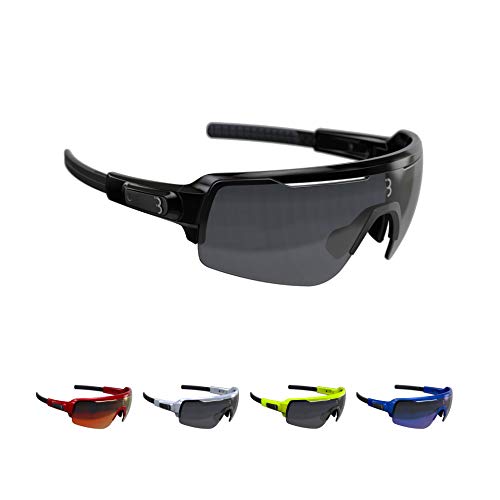 BBB Cycling - Gafas de ciclismo para hombre y mujer, con tres lentes intercambiables, policarbonato, bicicleta de carretera MTB Urban | negro brillante | BSG-61