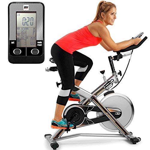 BH Fitness MKT JET BIKE PRO H9162RF - Bicicleta de interior (talla única), color plateado, gris y amarillo