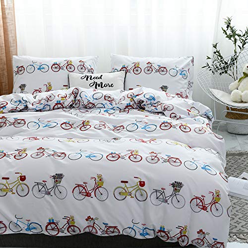 BH-JJSMGS Ropa de Cama Estampada, Funda nórdica de Microfibra Ligera 210 * 210 Bicicleta pequeña de Tres Piezas