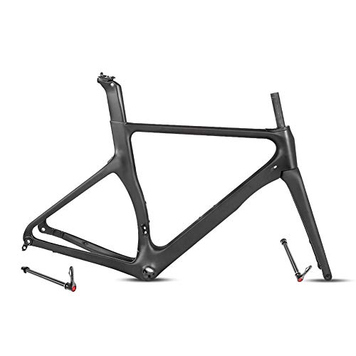 BIKERISK R3 Bicicleta de Carretera 700c 18k Cuadro de Carbono + Tenedor Disco de Freno Eje pasante V Brake QR Racking Camino neumático Broken Aire,Glossqr,52cm