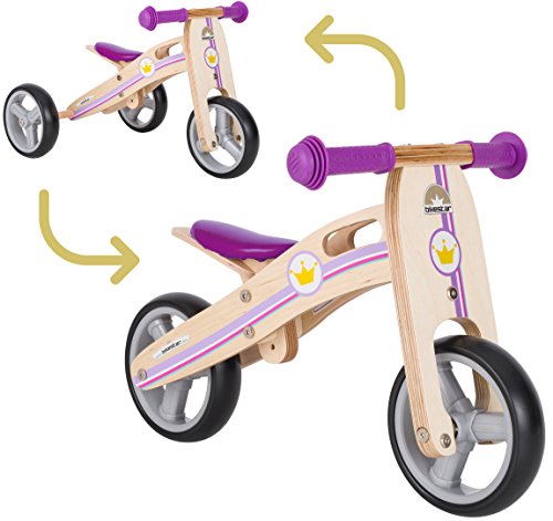 BIKESTAR 2 in 1 Bicicleta sin Pedales Madera para niños y niñas Bici Ajustable 7 Pulgadas | Bicicleta y Triciclo Mini a Partir de 1-1,5 años | 7" Edición Sport Violeta