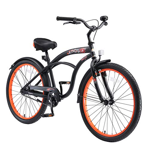 BIKESTAR Bicicleta Infantil para niños y niñas a Partir de 10 años | Bici 24 Pulgadas con Frenos | 24" Edición Cruiser Negro