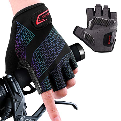 boildeg Guantes de Ciclismo de Bicicleta Guantes de Bicicleta de Carretera de Medio-Dedo para Hombres Mujeres Acolchado Antideslizante Transpirable (Black, XL)