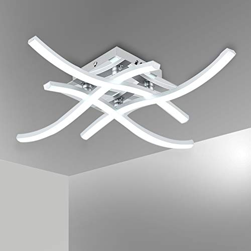 Bojim Lámpara de Techo LED de Diseño Ondulada, 24W 2400lm, AC 220V - 240V, Lámpara de Araña de Luz Blanca Natural 4000K IP20, Luz de Techo LED para Dormitorio, Cocina, Salón, Oficina, Pasillo