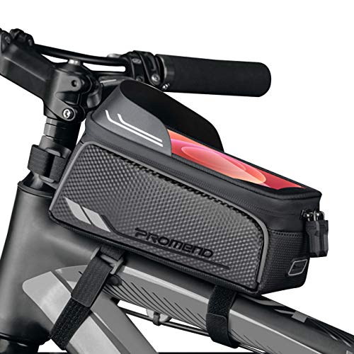 BTNEEU Bolsa Bicicleta Cuadro Impermeable Bolsa Movil Bicicleta Montaña con Parasol y Pantalla Táctil, Bolsa de Cuadro Bolsa Soporte Movil Bicicleta para Smartphones de hasta 6,8 Pulgada (Gris)