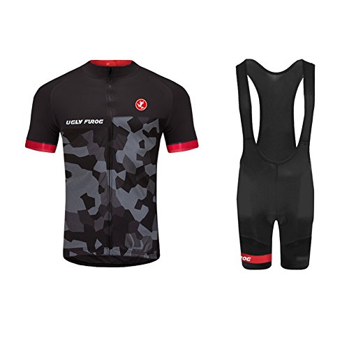 BurningBikewear Uglyfrog Ciclismo Maillot, Hombres Jersey + Pantalones Cortos Babero Mangas Cortas de Ciclismo Ropa Maillot Transpirable para Deportes al Aire Libre Ciclo Bicicleta MES2019QXF10