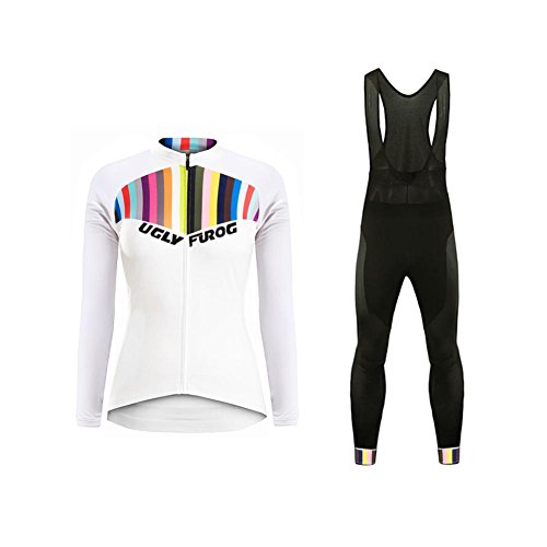 BurningBikewear Uglyfrog MTB Ropa para IR en Bici de Mujer Triatlon Invierno Mantener Caliente+3D Cojín Transpirable Ropa de Bicicleta Cómoda Conjunto de Ciclista para Deporte al Aire MESQXFNC07