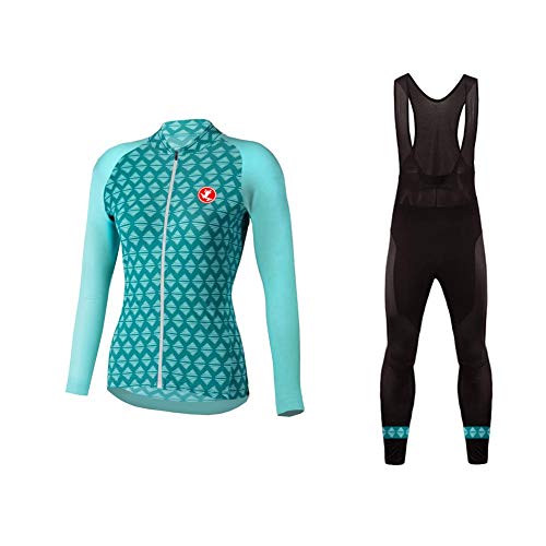 BurningBikewear Uglyfrog Nuevo Maillot+Culotte Conjunto Ciclismo, Mujer, Manga Larga, Térmico Lana, Invierno, Cómodo Secado Rápido, 3 Bolsillos, Múltiples Colores CXWX02