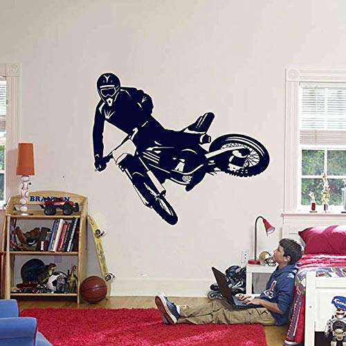 Calcomanía de pared de Motocross, motocicleta, arte de pared, pegatinas para el hogar para habitación de niños, decoración de dormitorio, bicicleta, pegatinas deportivas A1 49x42cm