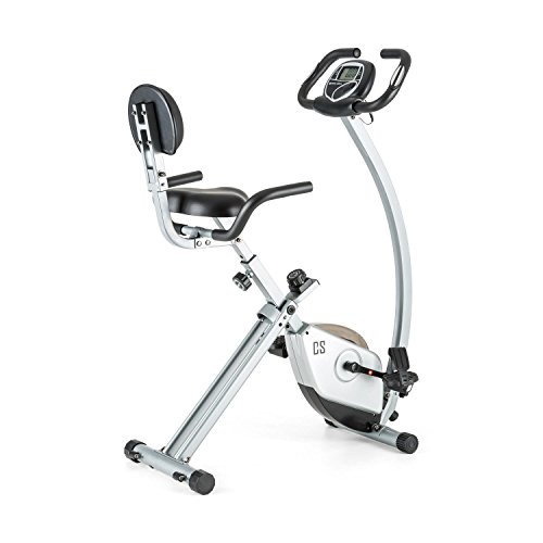 CapitalSports Trajector Bicicleta estática Plegable (Dispositivo de Entrenamiento con 3Kg de Masa giratoria, sillín Extra Ancho, 8 Niveles de Resistencia, Monitor) - Plateado