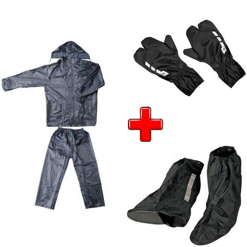 Compatible con bh emotion cubrezapatos M 36-41, cubreguantes, kit impermeable para moto scooter y bicicleta chaqueta con pantalón + cubrebotas + guantes universales