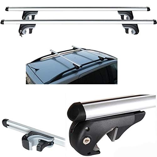 Compatible con Mitsubishi Montero 2000 Barras DE Techo para Coche 135CM con BARANDILLA NO Completamente ADJUNTA AL Techo Rack DE Equipaje DE Aluminio Aprobado