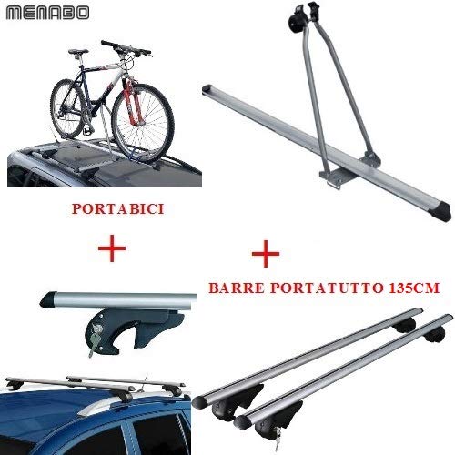 Compatible con Mitsubishi Outlander 2010 Barras DE Techo para Coche 135CM+PORTABICICLETAS MENABO con BARANDILLA NO Completamente ADJUNTA AL Techo Rack DE Equipaje DE Aluminio Aprobado